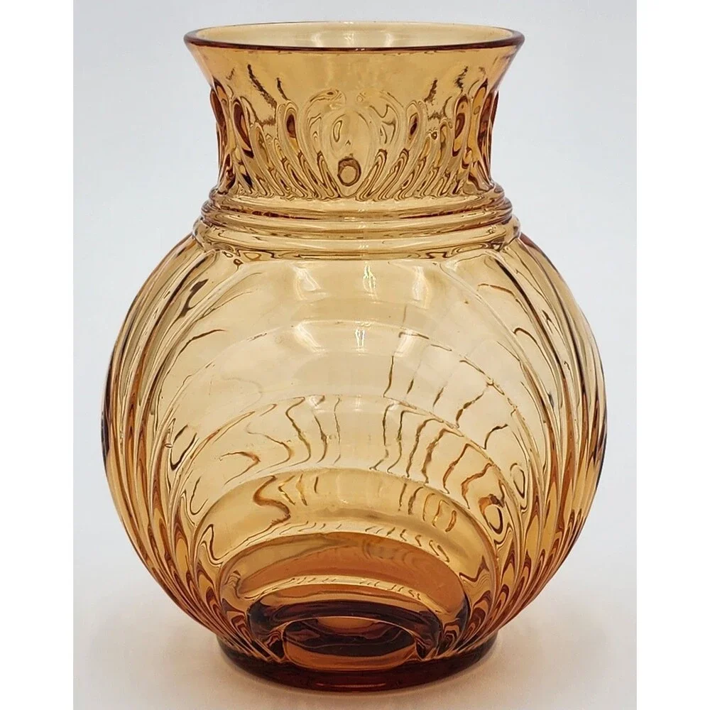 Elegant CAMBRIDGE Glass Amber CAPRICE Ball Vase